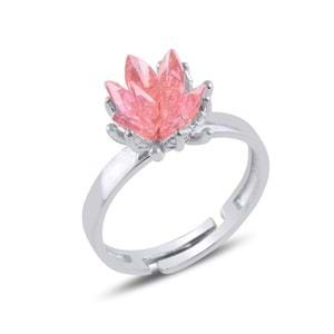 PEMBE LOTUS ÇİÇEĞİ GÜMÜŞ YÜZÜK