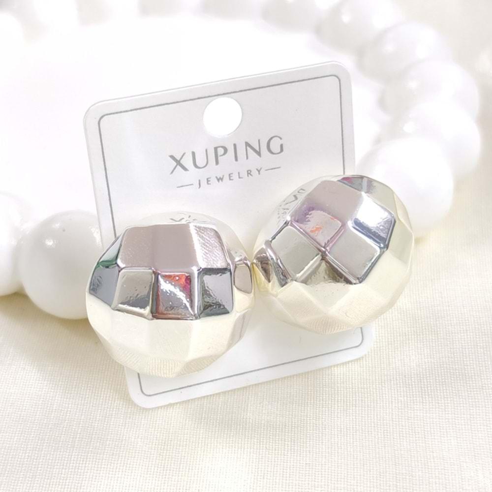 XUPING 2,5 CM DESENLİ BÜYÜK TOP ÇİVİ KÜPE BEYAZ