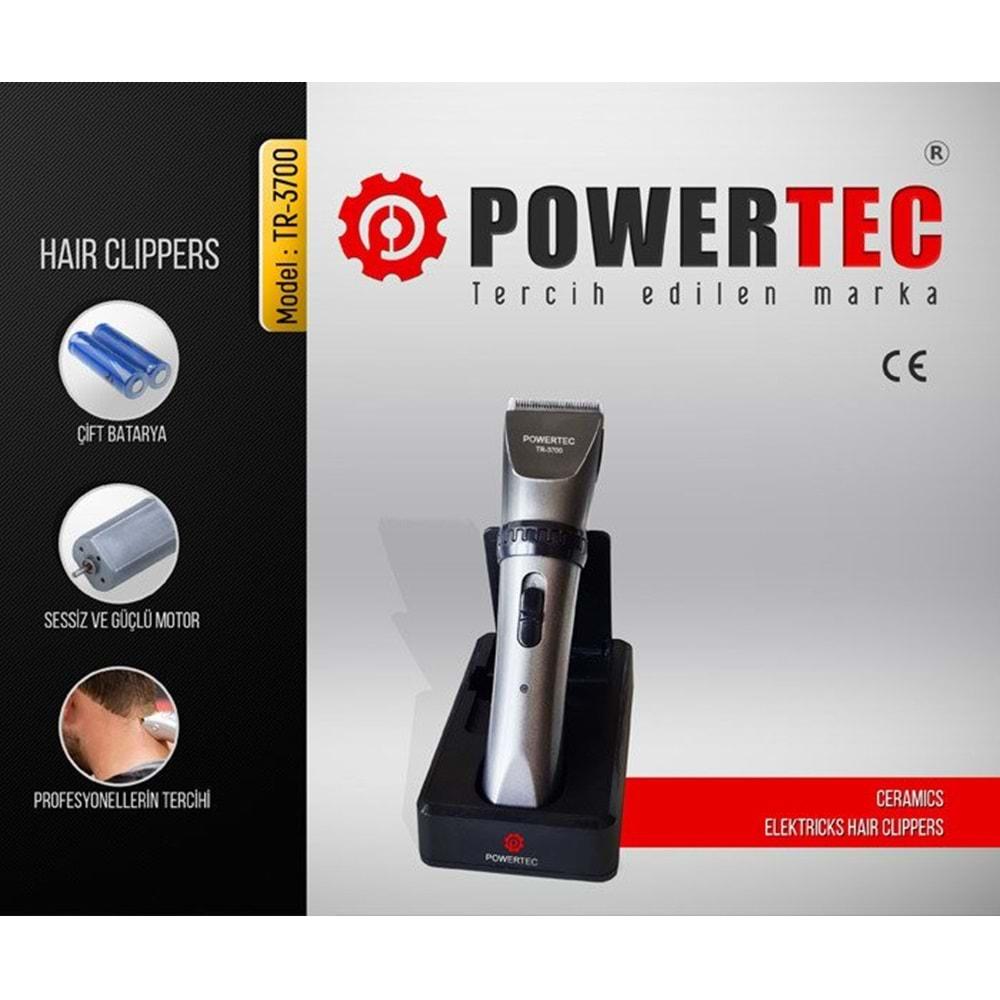 POWERTEC TR-3700 PROFESYONEL ŞARJLI YEDEK BATARYALI TRAŞ MAKİNESİ