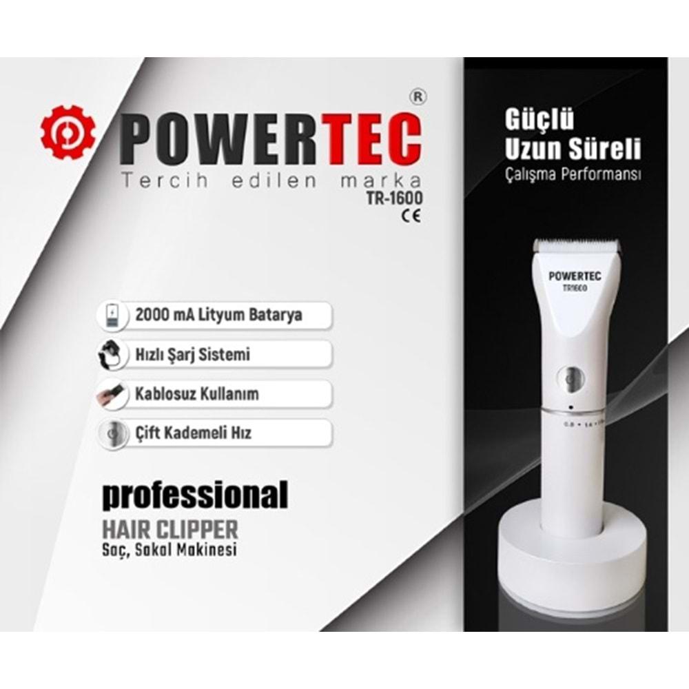 POWERTEC TR-1600 ŞARJLI SAÇ SAKAL KESME MAKİNESİ