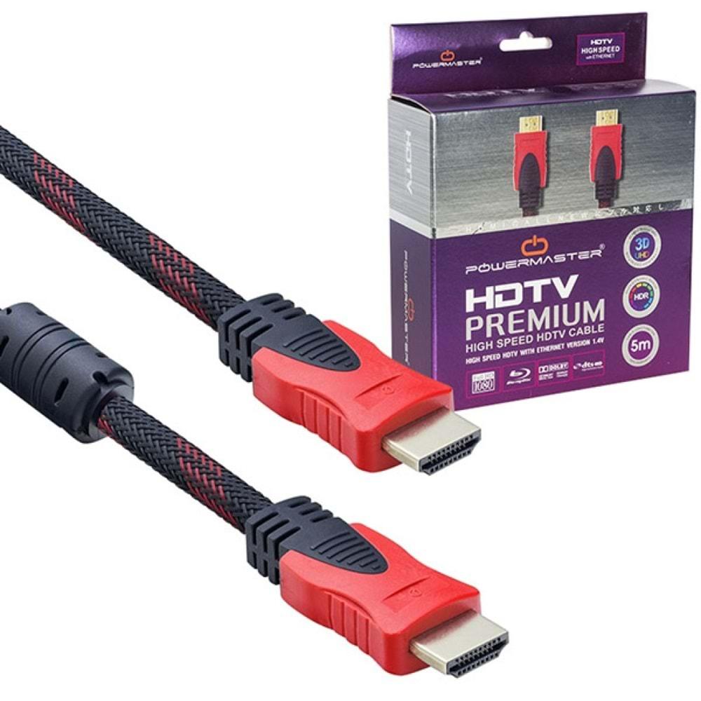 POWERMASTER HDMI KABLO 5 METRE 1.4 V ÖRGÜLÜ KUTULU