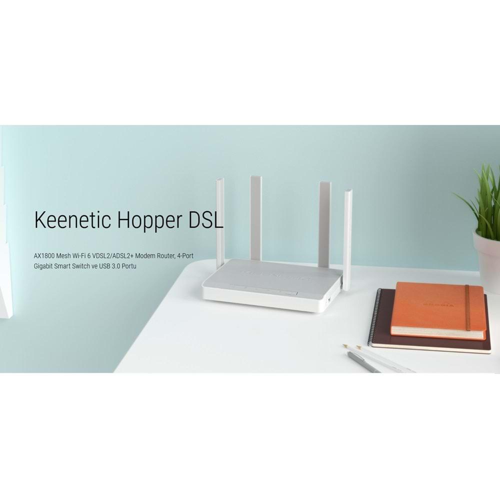 KEENETIC HOPPER DSL AX1800 Mesh Wi-Fi 6 Gigabit USB 3.0 Wpa3 Vpn Fiber Router KN-3610-01-EU