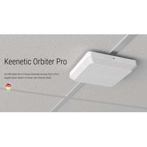 KEENETIC ORBITER PRO 2 Port 10/100/1000 AC1300 2.4/5 Ghz 1300 Mbps 4dBi PoE Wifi 5 Wpa3 Vpn Mesh Fiber Router Access Point KN-2810