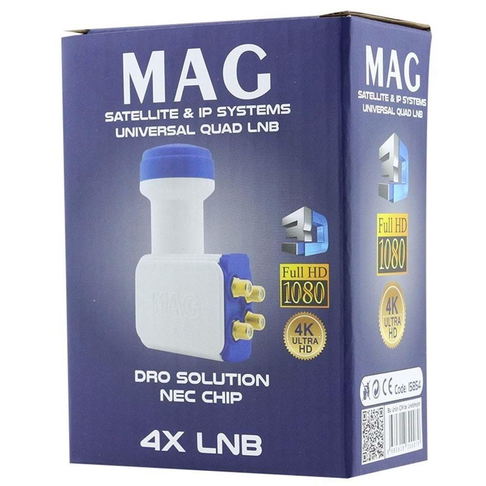 MAG 4 LÜ LNB ALTIN UÇLU SHARP CHIP 0.1DB 15854